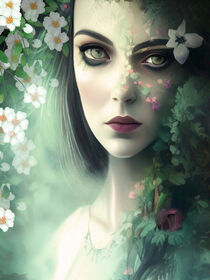Schönes Gesicht des Mädchens mit Blumen by Erika Kaisersot