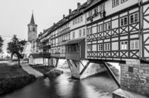 Krämerbrücke in Erfurt am Abend - Schwarzweiss by dieterich-fotografie