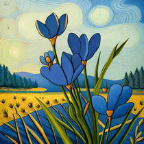 Digital Art - Blue Flowers von Merit Müller
