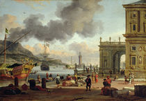 A Mediterranean Harbour Scene  von Abraham Storck