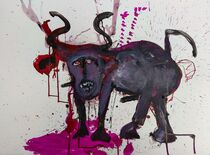 Dead wounded bull by Reiner Poser