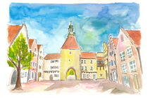 Weiden Bayern Unterer Markt mit Tor und mittelalterlichen Häusern by M.  Bleichner