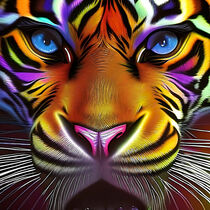 Psychedelic Tiger Face Generative AI by Luigi Petro