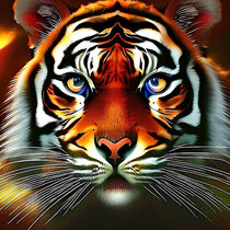 Psychedelic Tiger Face. Generative AI von Luigi Petro