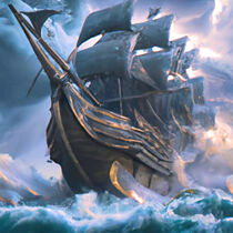 A huge ship sails on a stormy sea. AI generated. by Luigi Petro