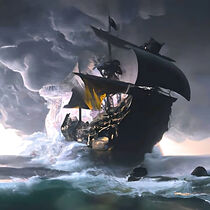 A huge ship sails on a stormy sea. AI generated. von Luigi Petro