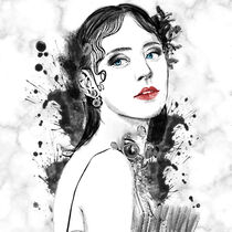 Watercolor Woman Portrait - Aquarell Frau Porträt von Erika Kaisersot