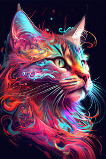 leuchtendes kunstvolles Portrait einer Katze  von Thomas Demuth