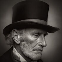 Victorian old man wearing a  top hat by Luigi Petro