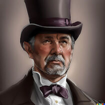 Victorian old man wearing a  top hat by Luigi Petro
