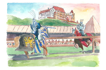 Landshut-knight-tournament-in-front-of-historical-scenery-with-trausnitz-castle