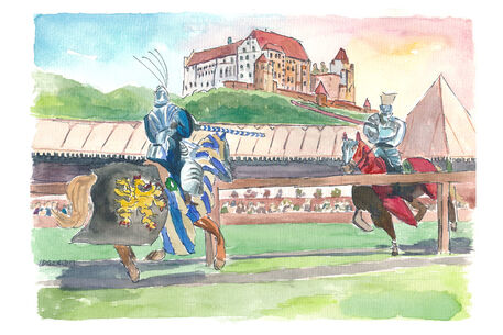 Landshut-knight-tournament-in-front-of-historical-scenery-with-trausnitz-castle
