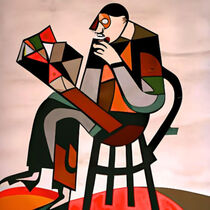 Man sitting reading a book. by Luigi Petro