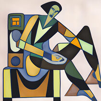 Woman sitting on a chair, cubism style.. von Luigi Petro