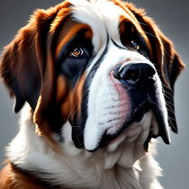 Saint Bernard dog portrait. by Luigi Petro