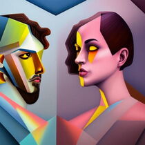 Cubist Portrait of a Couple. by Luigi Petro