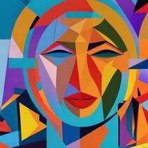 Vibrant Cubist Portrait.  A Modern Twist von Luigi Petro