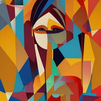 Vibrant Cubist Portrait  by Luigi Petro