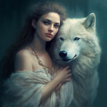 'Mysterious Woman with Wolf - Geheimnisvolle Frau mit Wolf' by Erika Kaisersot