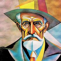 Portrait of old man in cubism style. by Luigi Petro