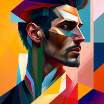 Cubist style portrait of a young man by Luigi Petro