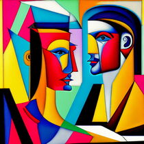 AI-Generated Cubist Portrait of a Couple. by Luigi Petro