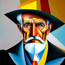 Portrait of old man in cubism style. by Luigi Petro