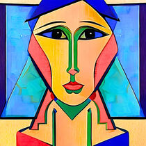 Cubist style portrait of a young woman. von Luigi Petro