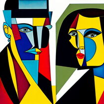 AI-Generated Cubist Portrait of a Couple by Luigi Petro