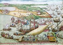 The Siege of Tunis or La Goulette by Charles V in 1535  von Franz Hogenberg