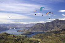Paragliders above Lake Wanaka, South Island, New Zealand. David Wall / Danita Delimont by Danita Delimont