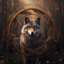 Wolf and Dream Catcher - Wolf und Traumfänger von Erika Kaisersot