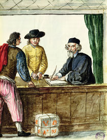 A Jewish Shopkeeper With Two Clients  von Jan van Grevenbroeck
