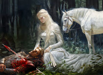 Nibelungenlied. Siegfried der Drachentöter ist gestorben. Kriemhild trauert von havelmomente