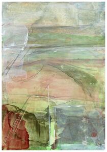 Abstrakte Landschaft in Grün-Pastell by Angela Mackert