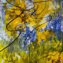 Abstrakt Blau-Gelb by Angela Mackert