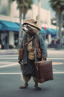 Cunning Raccoon on the Street LA - Listiger Waschbär auf der Straße LA by Erika Kaisersot