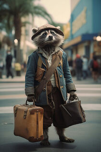 'Cunning Raccoon on the Street LA - Listiger Waschbär auf der Straße LA' by Erika Kaisersot