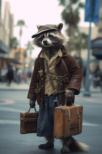 Cunning Raccoon on the Street LA - Listiger Waschbär auf der Straße LA