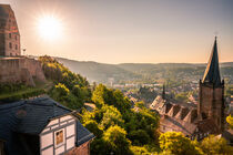 Blick uber Marburg an der Lahn, Sonnenaufgang über der Stadt