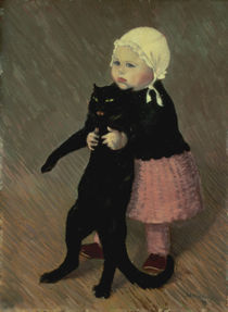 A Small Girl with a Cat by Theophile Alexandre Steinlen