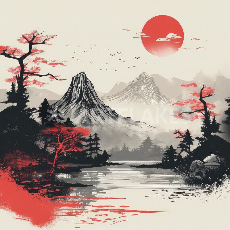Ink wash painting with landscape in chinese style Vector Image