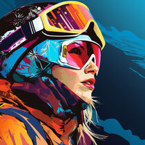 SKIING WOMAN by Poptonicart by Claudia Sauter