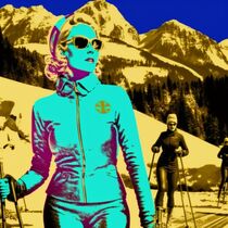 SKIING WOMAN 2 by Poptonicart by Claudia Sauter