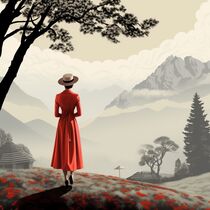 SWISS WOMAN IN THE MOUNTAINS 22 by Poptonicart by Claudia Sauter