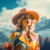 SWISS WOMAN IN THE MOUNTAINS von Poptonicart by Claudia Sauter