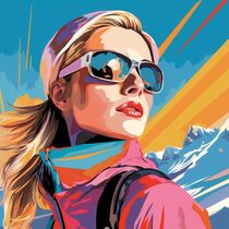 SKIING WOMAN IN SWITZERLAND 1 by Poptonicart by Claudia Sauter