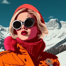 SKIING WOMAN IN SWITZERLAND 5 by Poptonicart by Claudia Sauter