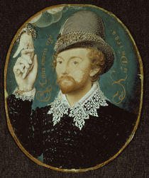 Man clasping hand from a cloud by Nicholas Hilliard