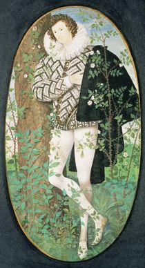 A Young Man Leaning Against a Tree Among Roses  by Nicholas Hilliard